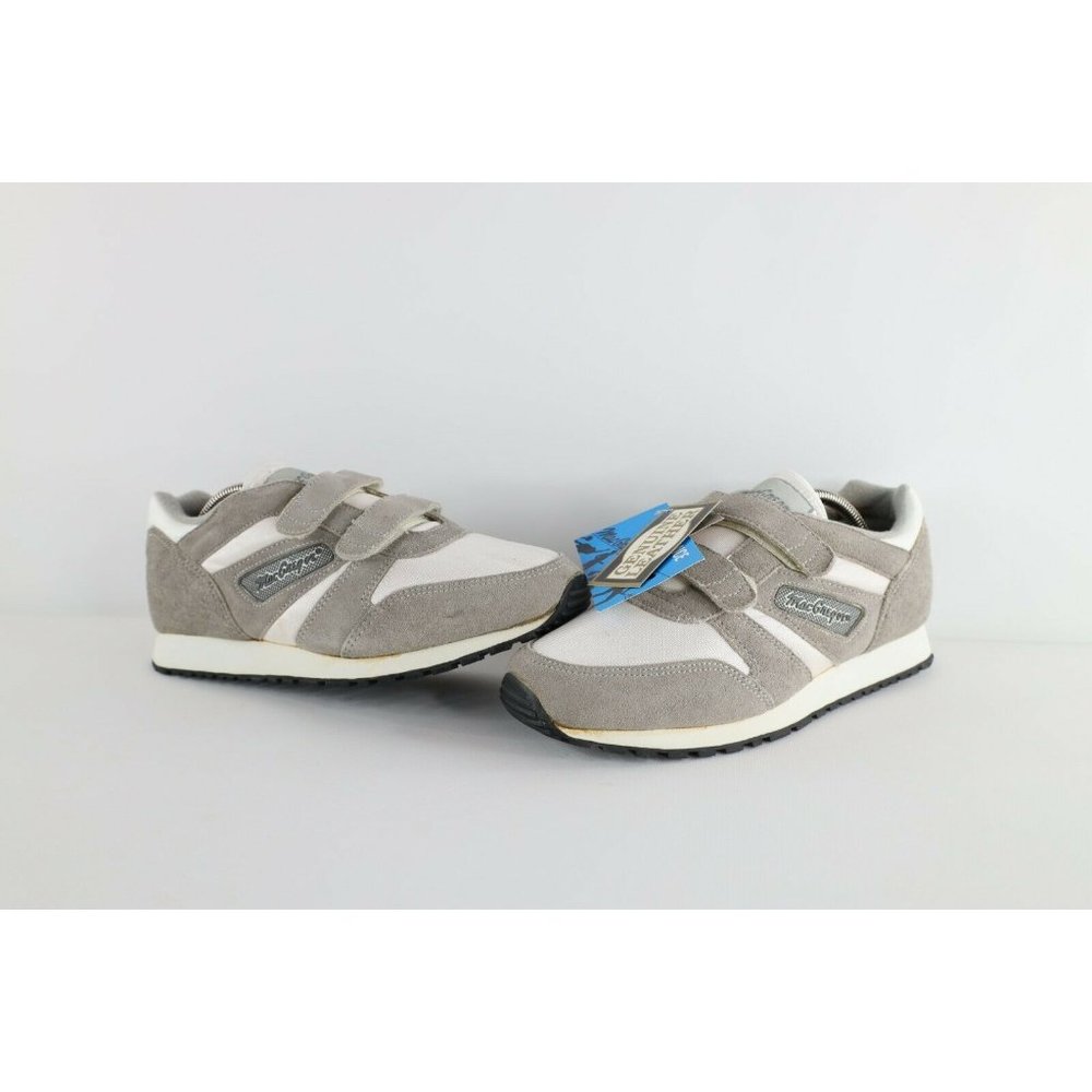 NOS Vintage 80s Rockabilly Mens 9.5 Wide Suede Nylon Strap Shoes Sneakers Gray